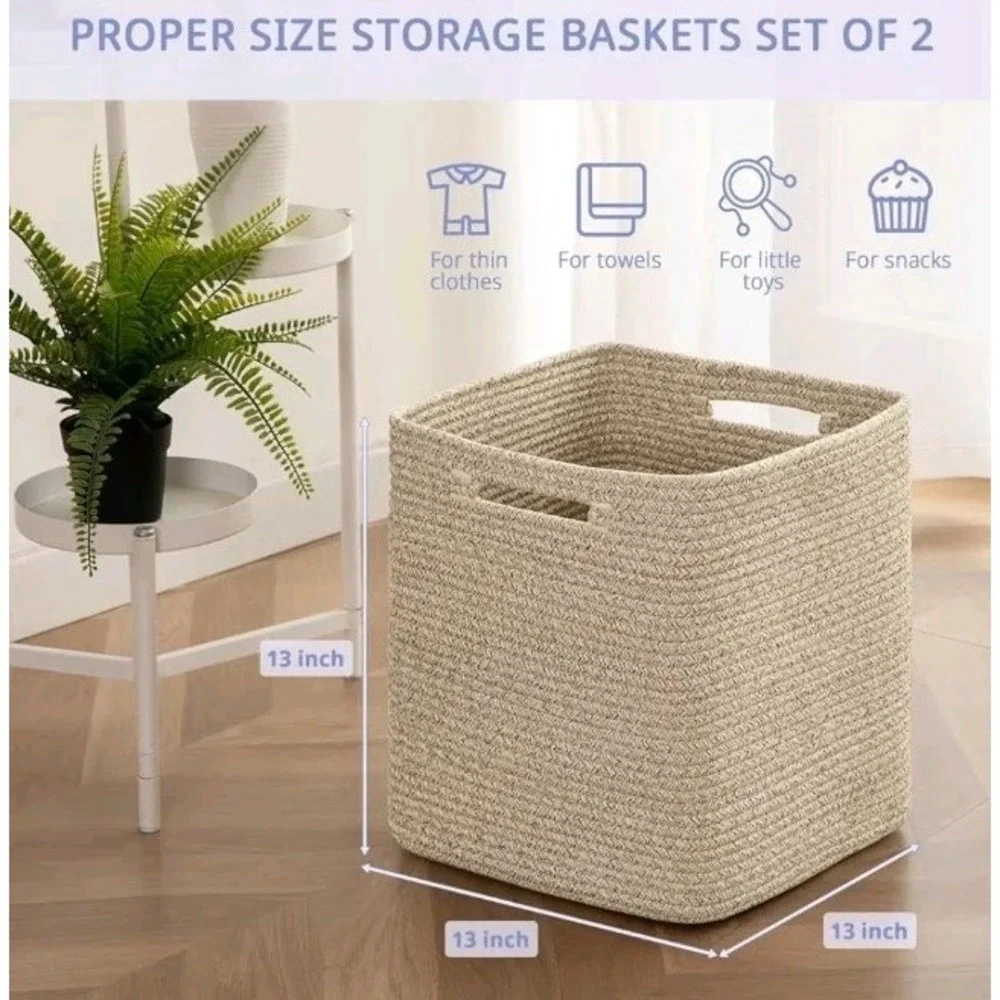 2 Pack, 13 Inch Collapsible Storage Cubes, Heavy-Duty With Handles, Boho Brown